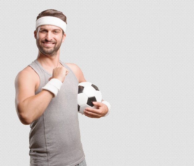 PSD sporty man with football