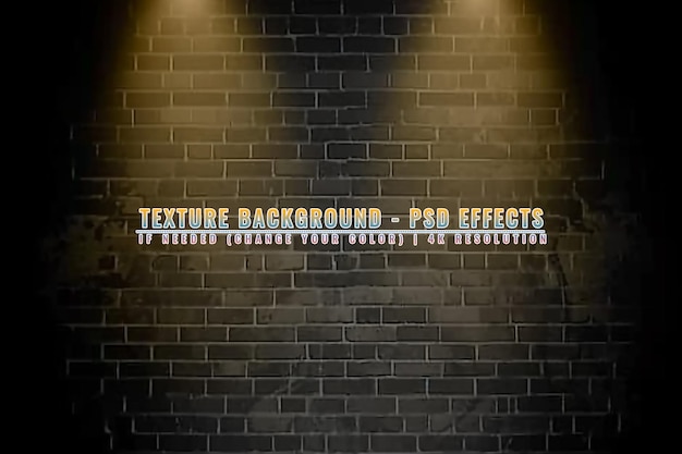 PSD spotlights on a grunge brick wall on transparent background