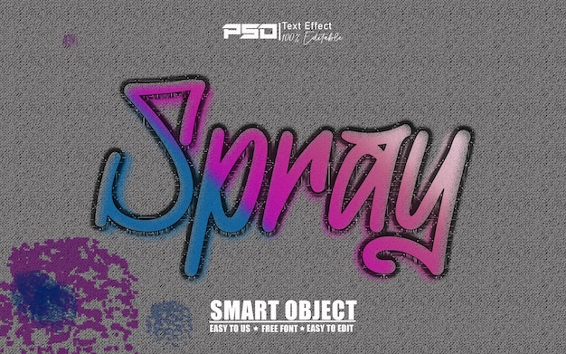 PSD spray 3d editable text effect