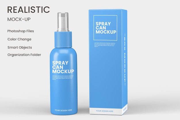 Spray bottle mockup design isolated