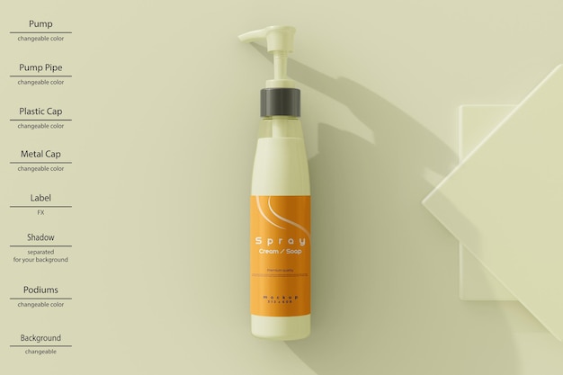 Spray cream,soap mockup