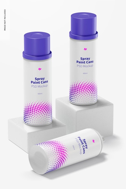 Spray Paint Can Set Mockup