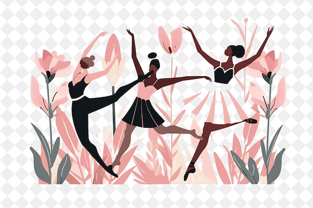 Spring Ballet Performance With Characters Performing Ballet PNG Festival 2D Flat Art Illustrations