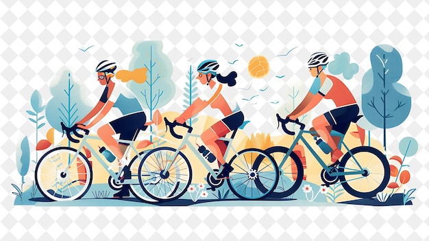 Spring Bike Ride With Cyclists Enjoying the Scenic Route Des PNG Festival 2D Flat Art Illustrations