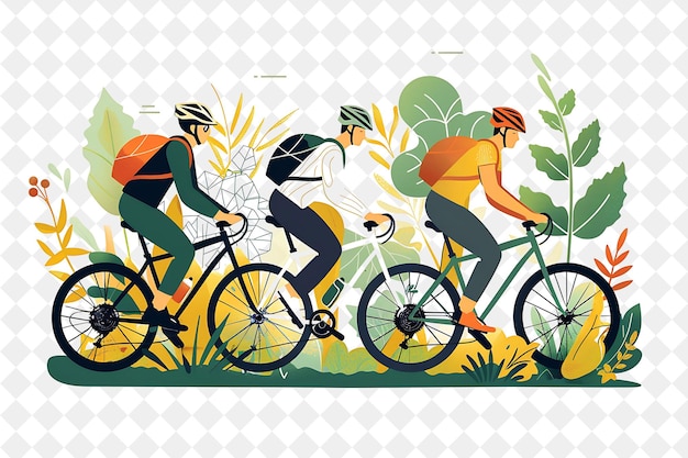 Spring Bike Ride With Cyclists Enjoying the Scenic Route Des PNG Festival 2D Flat Art Illustrations