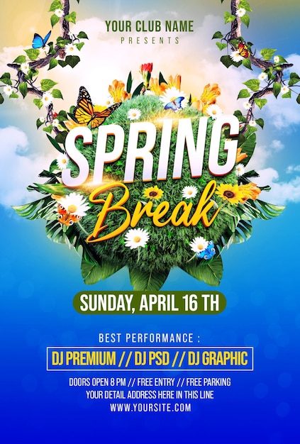 Spring Break Flyer PSD Template