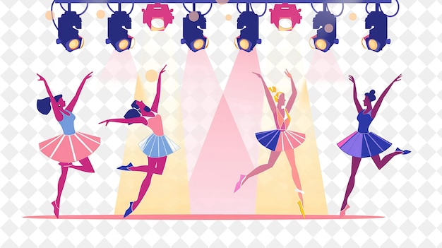 Spring Dance Performance With Dancers Performing on Stage De PNG Festival 2D Flat Art Illustrations