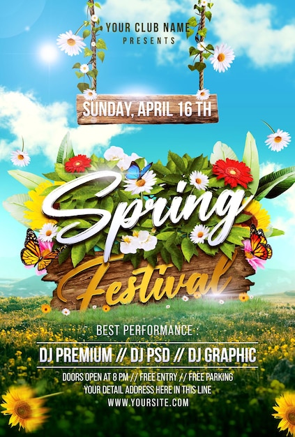 Spring Festival Flyer PSD Template