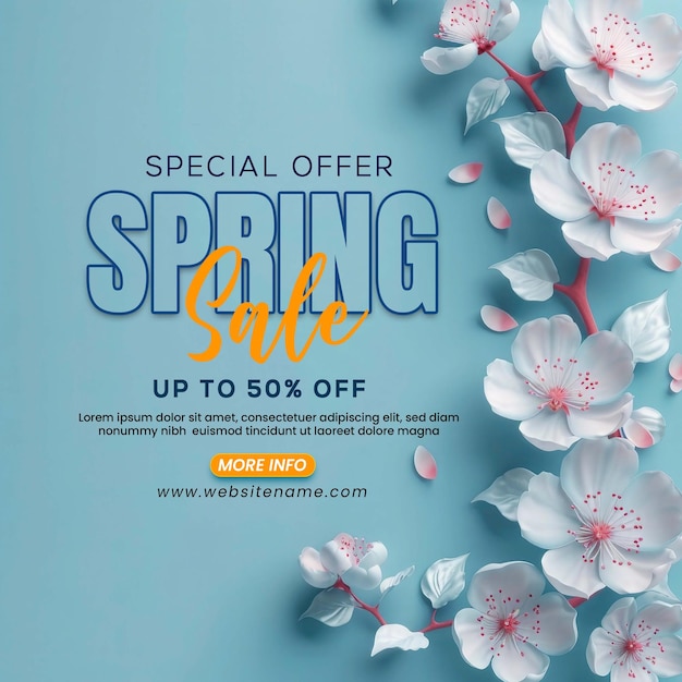 PSD spring floral sale banner design template