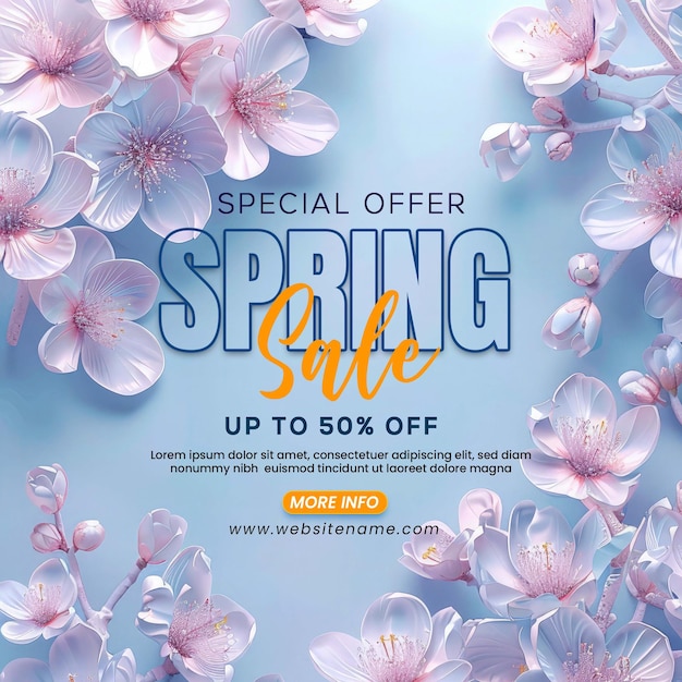 PSD spring floral sale banner design template