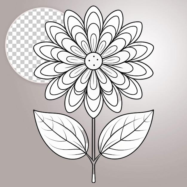 PSD spring flower coloring page for kids printable floral black and white on transparent background