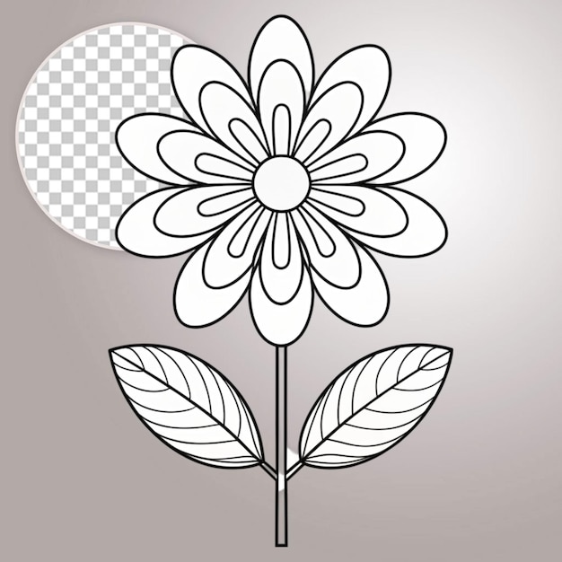 PSD spring flower coloring page for kids printable floral black and white on transparent background