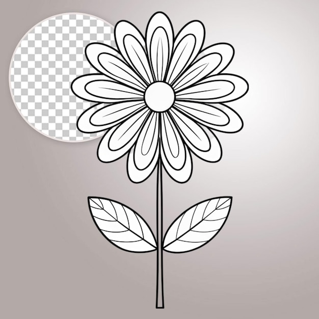 PSD spring flower isolated coloring page for kids printable floral black and white on transparent background