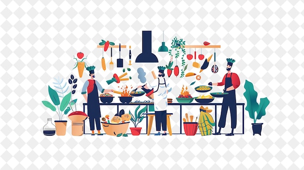 Spring Food Festival With Chefs Cooking Delicious Food Desig PNG Festival 2D Flat Art Illustrations