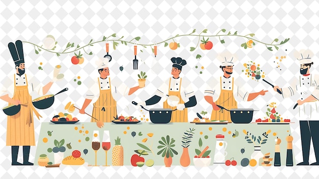 Spring Food Festival With Chefs Cooking Delicious Food Desig PNG Festival 2D Flat Art Illustrations