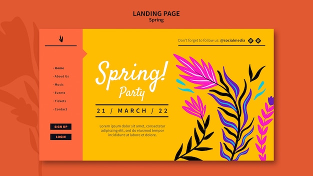 PSD spring party landing page template