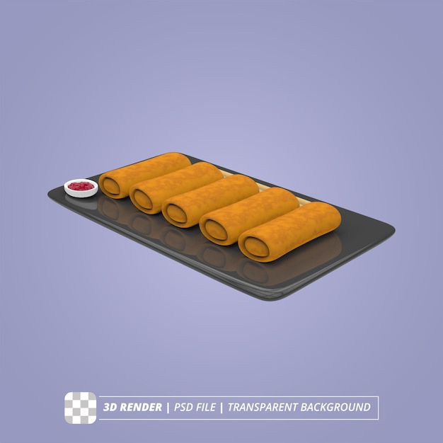 SPRING ROLL 3D RENDER ISOLATED IMAGES