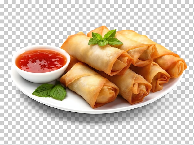 Spring rolls isolated on transparent or white background traditional Chinese food png