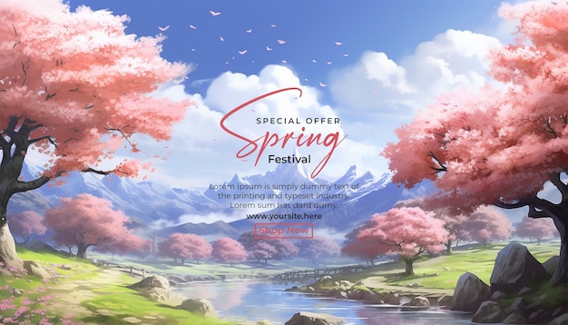 Spring sale banner with background