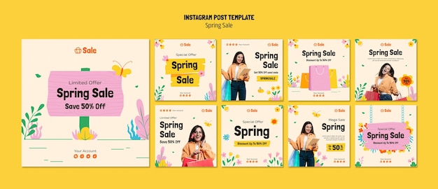 PSD spring sale discount instagram posts