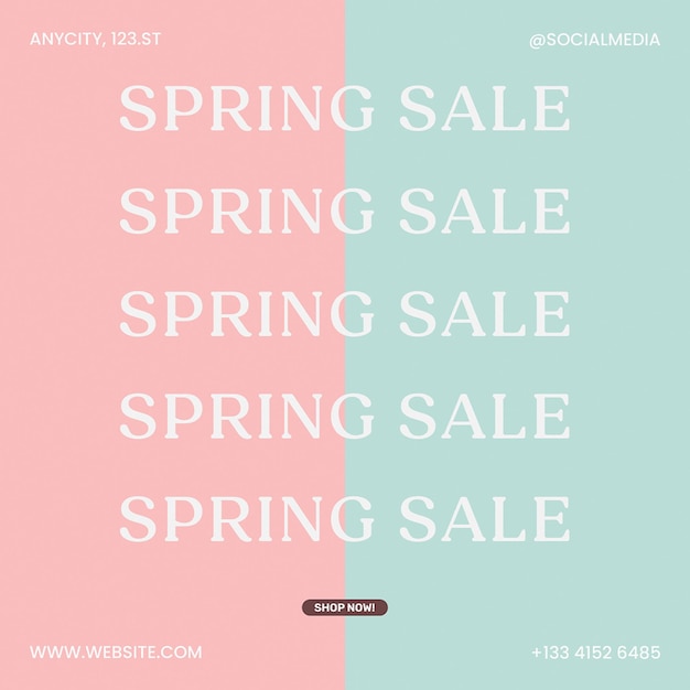 Spring sale instagram post template psd design