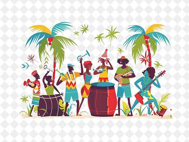 Spring Steel Drum Band Performance With Characters Playing I PNG Festival 2D Flat Art Illustrations