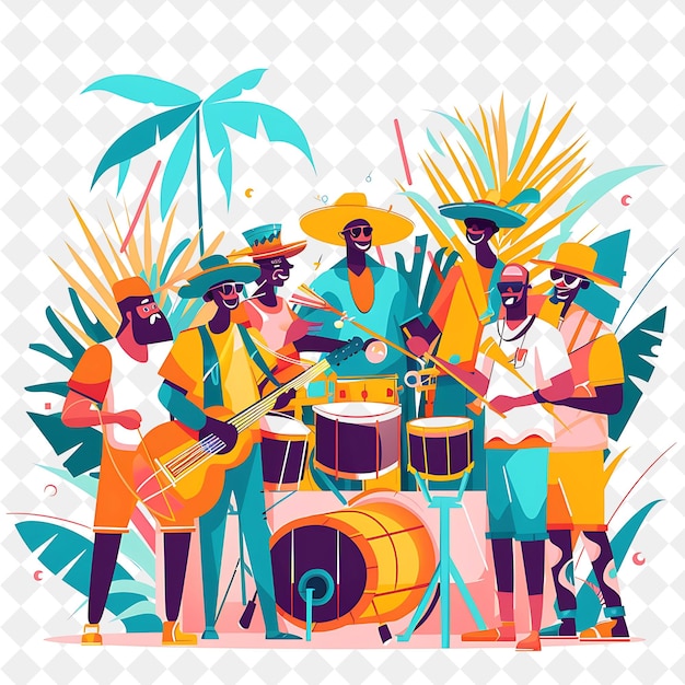 Spring Steel Drum Band Performance With Characters Playing I PNG Festival 2D Flat Art Illustrations