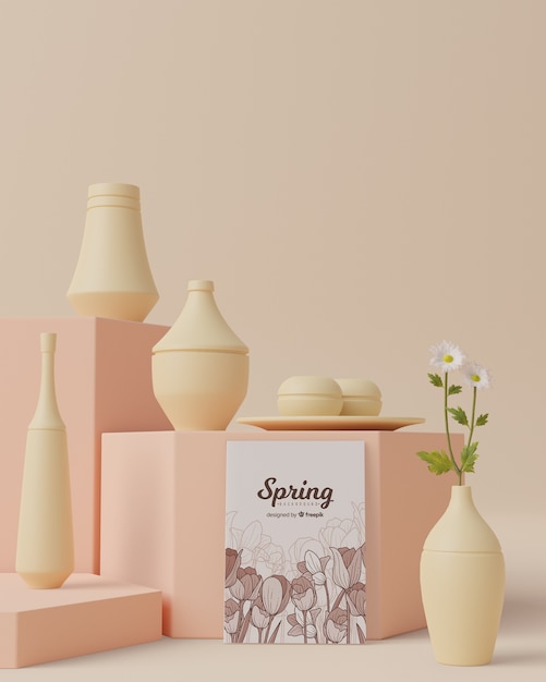 Spring time with decorations in 3d concept