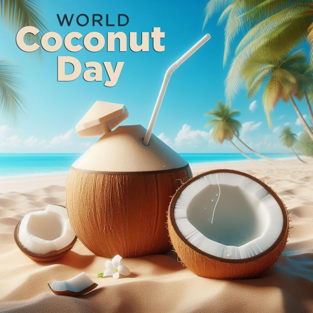 Square Banner Design for World Coconut Day