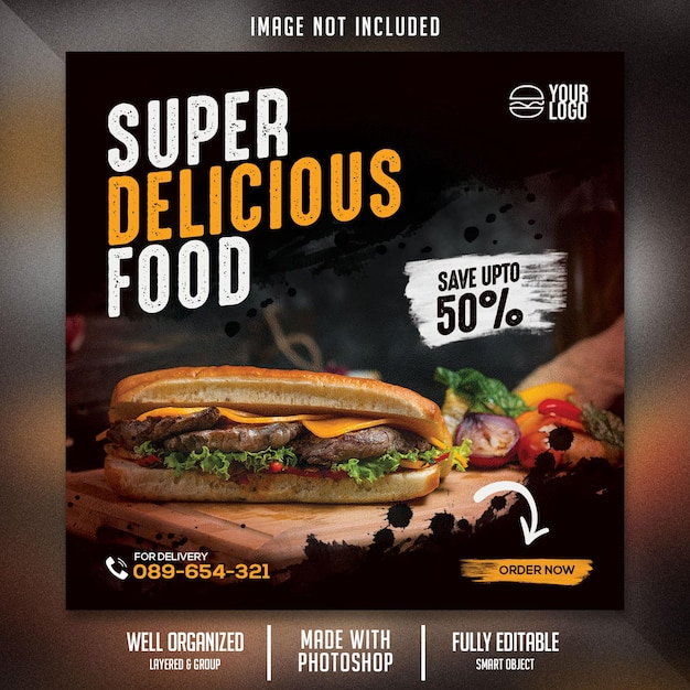 Square banner food flyer template discount