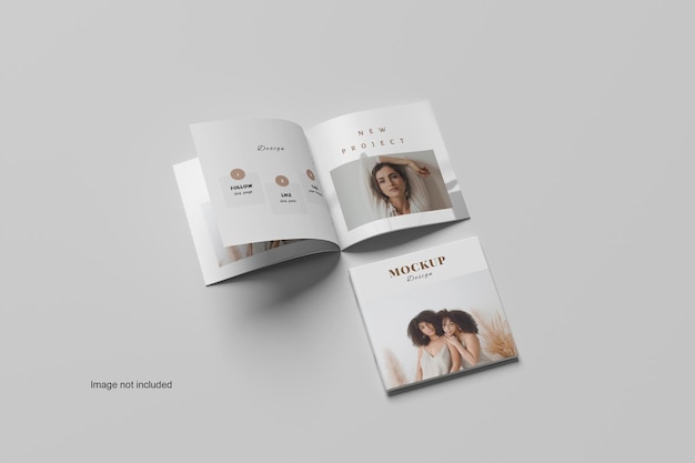 SQUARE BIFOLD OPEN BROCHURE MOCKUP