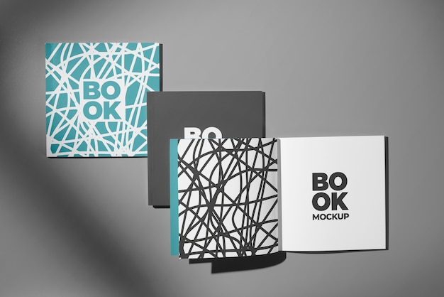 PSD square book or magazine mock-up design