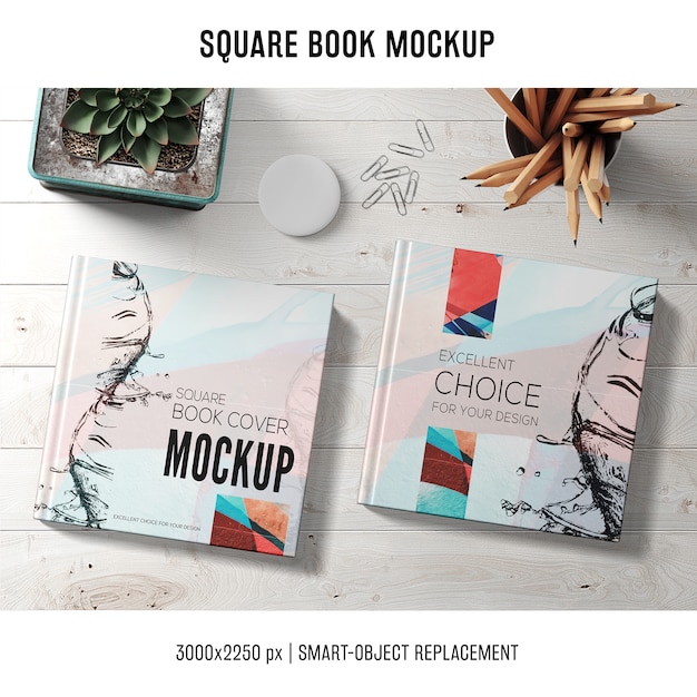 PSD square book mockup