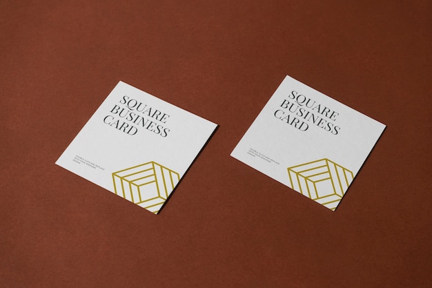 PSD square business card mock-up design with shadows