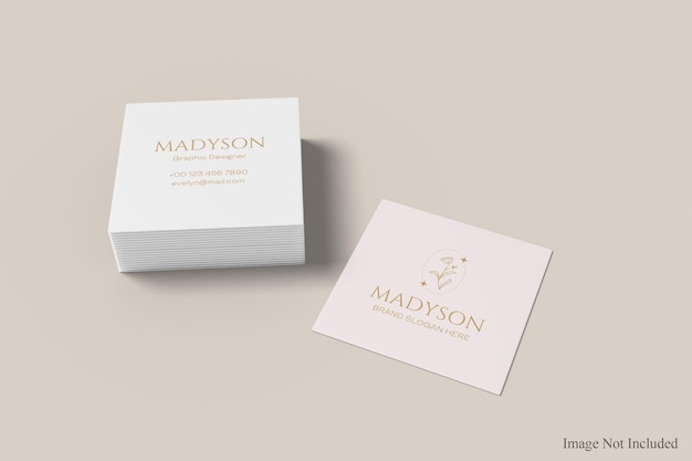 Square business card mockup design