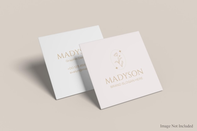 Square business card mockup design