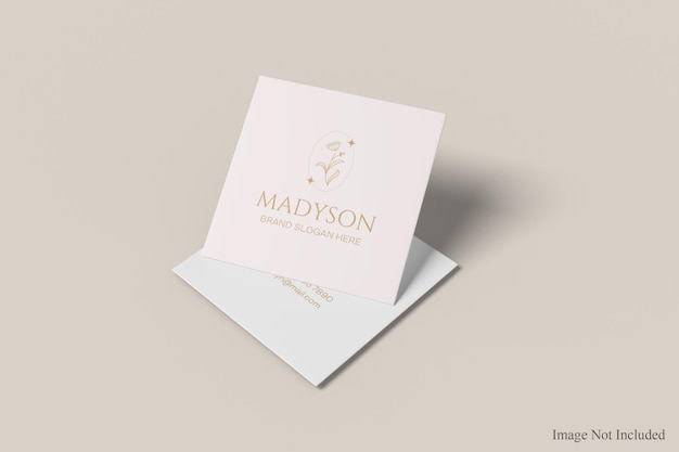 Square business card mockup design