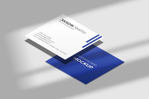 Square business card mockup with shadow