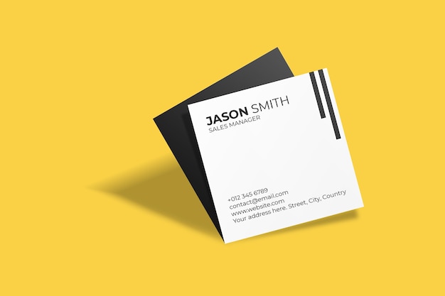 Square business card mockup