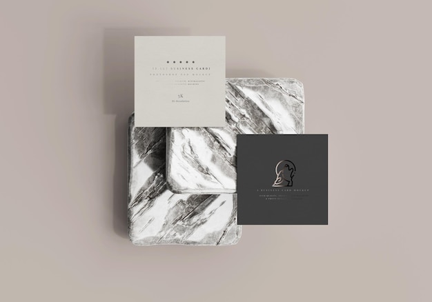 PSD square business card mockup