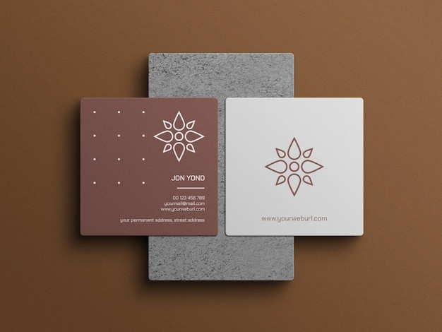 Square business card mockup