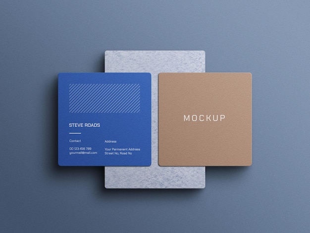 Square business card mockup