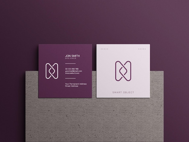 Square business card mockup