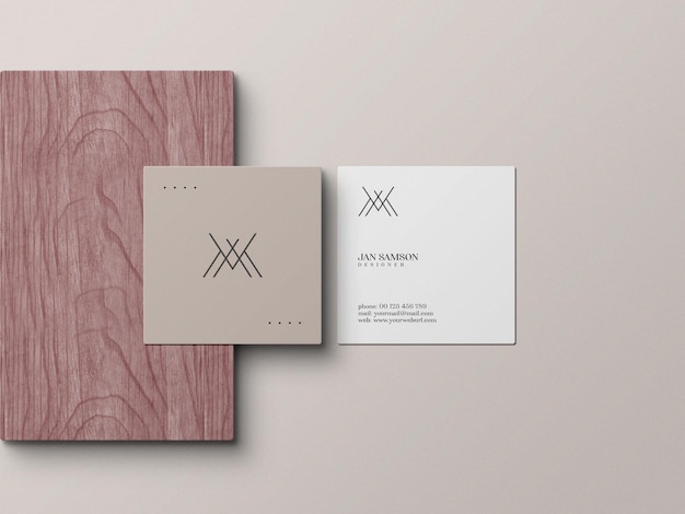 Square business card mockup