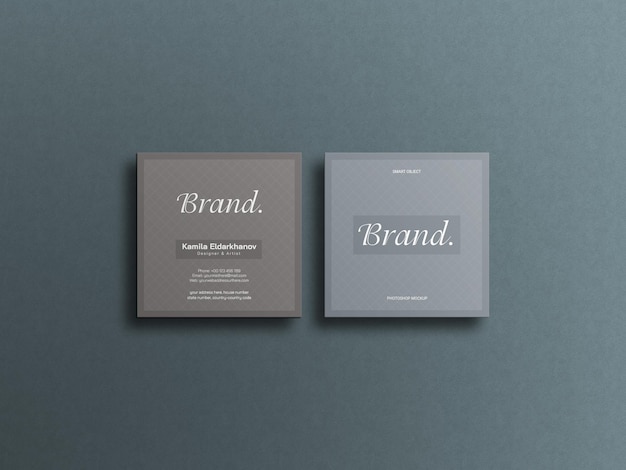 Square business card mockup