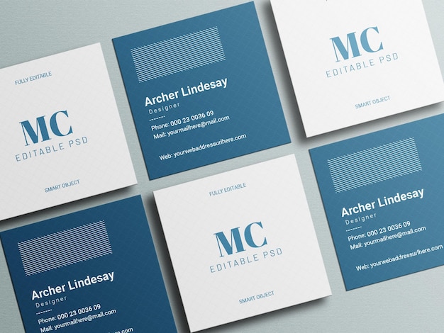 Square business card mockup