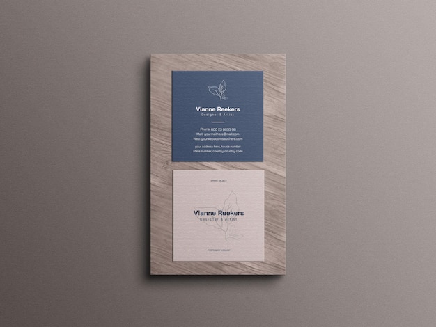 Square business card mockup