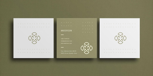 Square business card mockup