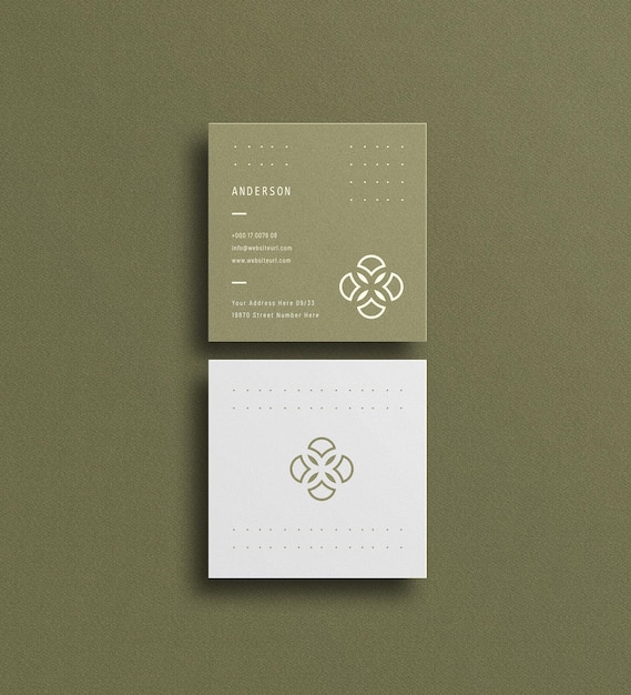 Square business card mockup