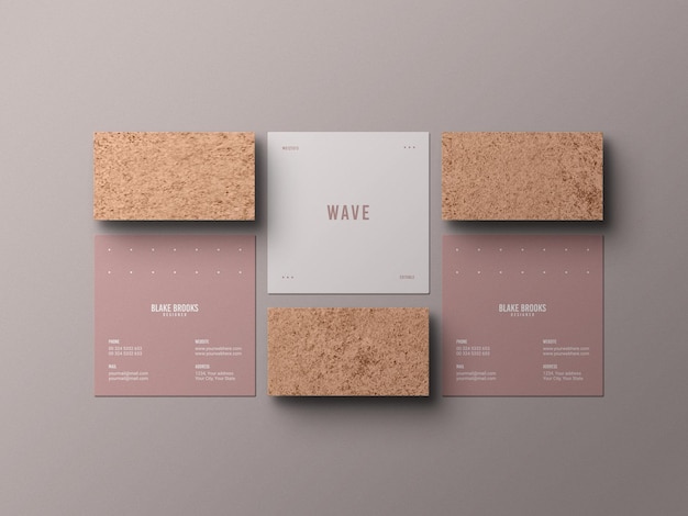 Square business card mockup